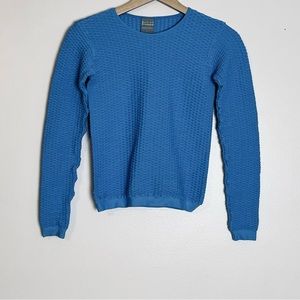 Active Freedom Waffle Stretch Women’s Long Sleeve Blue Nylon Spandex Top Sz L